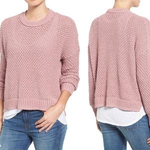 Madewell Chunky Knit Pullover Sweater in Pink
